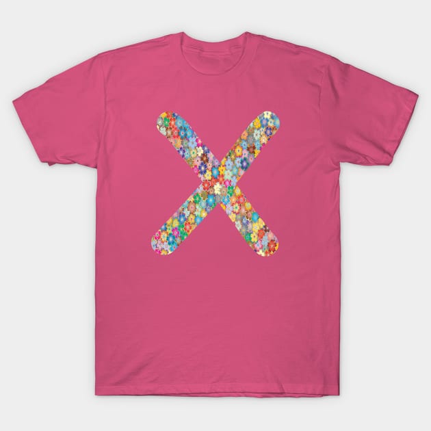 Letter X Capital Alphabet X Colorful Flowers Gift T-Shirt by Shariss